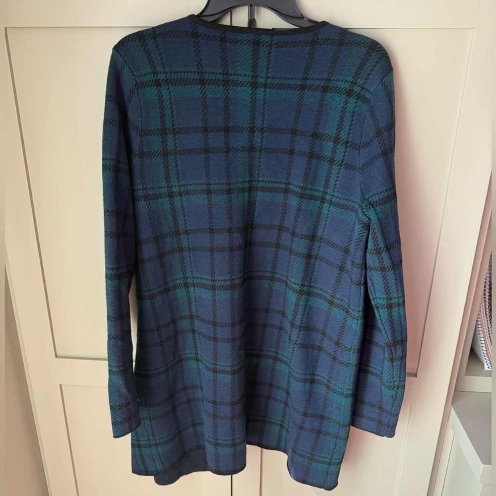 EUC Talbots Blue & Green Plaid Open Front Cardigan SZ XL - Picture 8 of 11